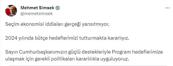 Son dakika: Hazine ve Maliye Bakanı Mehmet Şimşek'ten seçim ekonomisi iddialarına yanıt: Gerçeği yansıtmıyor! Hedeflerimizde kararlıyız-4
