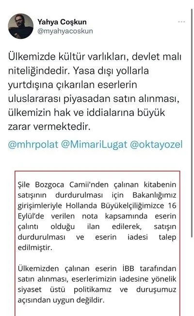 CHP'li İBB Türkiye'den çalınan kitabeyi Hollanda'dan satın aldı!-5