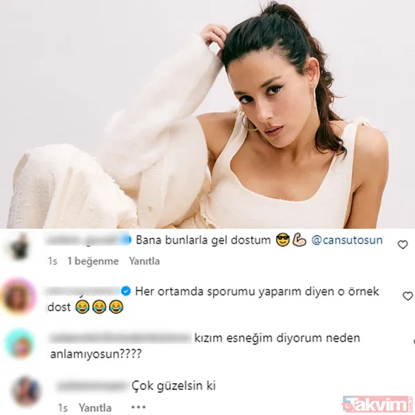 Cansu Tosun pembe eteğiyle öyle bir paylaşımda bulundu ki: Bana bunlarla gel dostum! Serenay Sarıkaya için “Merhabalaşırım” demişti - 12