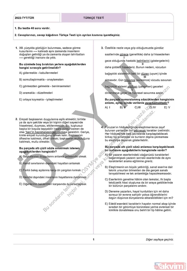 YKS TYT FUL A-B-C-D kitapçığı soru ve cevap anahtarı! 2022 YKS TYT SORU VE CEVAPLARI PDF İNDİR! osym.gov.tr YKS TYT Türkçe, Sosyal Bilimler, Matematik, Fen, Coğrafya, Din cevap anahtarı! - 3