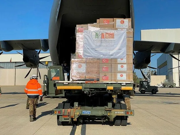 Son dakika: MSB duyurdu: Yardım taşıyan uçak İtalya indi-2