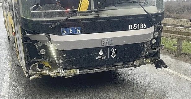 Arnavutköy'de İETT kazası! Otobüs bariyerlere çarptı