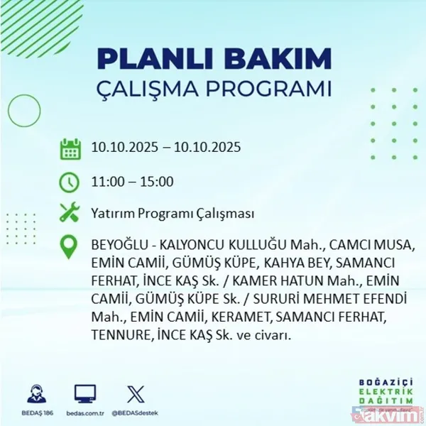 İstanbul'da 9 saat sürecek! O ilçeler için BEDAŞ uyarı verdi - 11