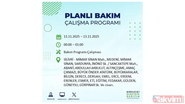Mahallen listede olabilir! İstanbul'da büyük elektrik kesintisi: BEDAŞ 13 Kasım için saat verdi - 38
