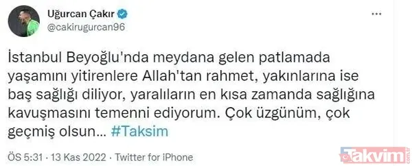 İstiklal Caddesi'nde hain terör saldırısı sonrası Türkiye tek yürek! Spor camiasından geçmiş olsun mesajları... - 36