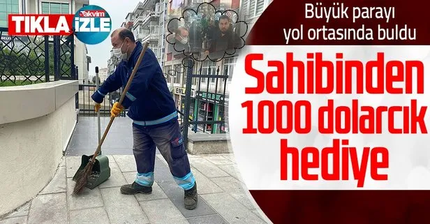 Yolda bulduğu 500 bin lirayı sahibine teslim eden temizlik işçisi Adem Cevahi’e 1000 dolar hediye edildi