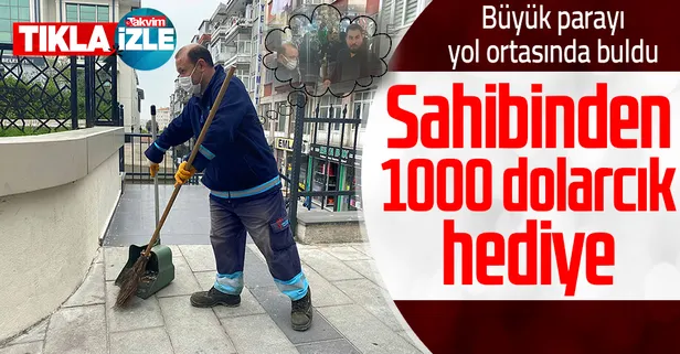 Yolda bulduğu 500 bin lirayı sahibine teslim eden temizlik işçisi Adem Cevahi'e 1000 dolar hediye edildi