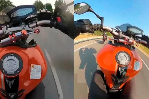 Maltepe'de tek teker üzerinde ilerleyen ve makas atan motosikletli maganda kamerada