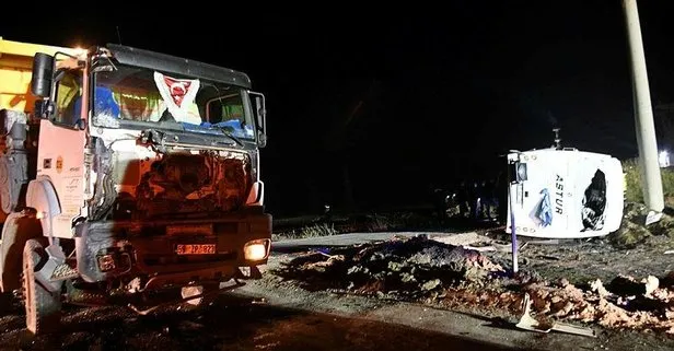 Son dakika: Tekirdağ’da korkunç kaza! İşçilerin taşındığı midibüs ile hafriyat kamyonu çarpıştı: 1 ölü, 14 yaralı