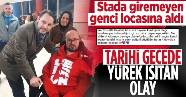 Trabzonspor’un şampiyon olduğu gecede Berat Albayrak’tan yürek ısıtan hareket: Stadyuma giremeyen engelli vatandaşı locasına aldı