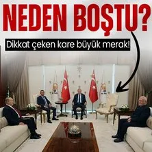 Başkan Erdoğan, CHP lideri Özgür Özel görüşmesinde dikkat çeken kare! Sol taraftaki koltuk neden boştu?