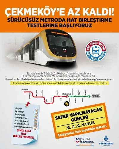 İstanbullular dikkat! Çekmeköy-Yamanevler Metrosu'na 4 gün ara verilecek-1