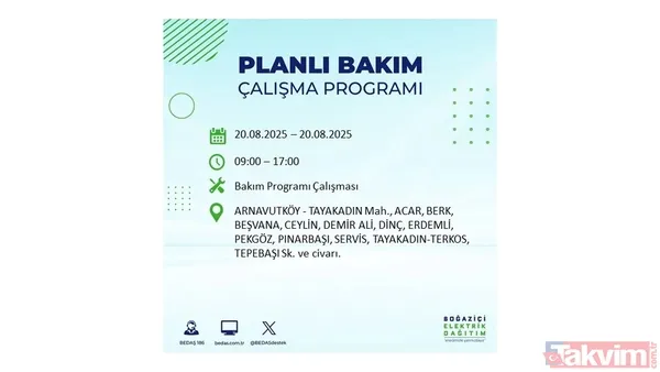 ⚫20 Ağustos 2025 İstanbul'da Elektrik Kesintisi Yaşanacak İlçe Ve Mahalleler