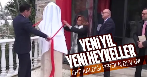 CHP heykelden vazgeçmiyor! Bodrum Belediyesi Avram Galanti Bodrumlu'nun büstünü törenle açtı