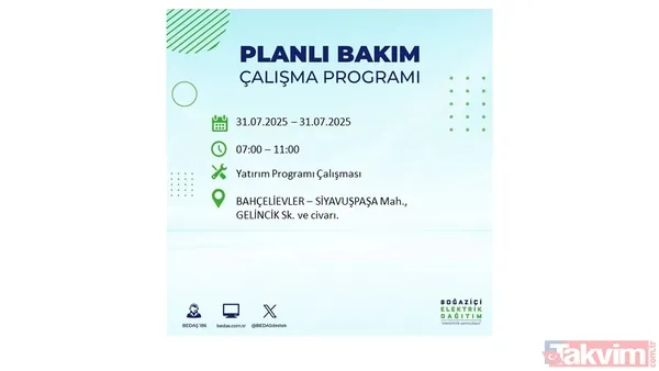 İstanbul'da bugün elektrik kesilecek mi? 31 Temmuz Perşembe elektrik kesintisi yaşanacak ilçeler hangileri? - 37