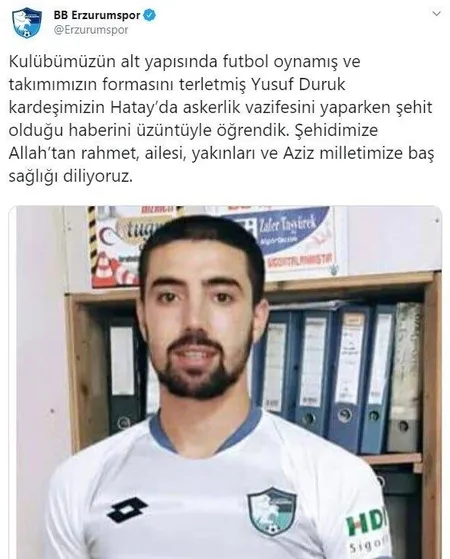 Erzurumspor'da forma giyen Yusuf Duruk şehit oldu-1