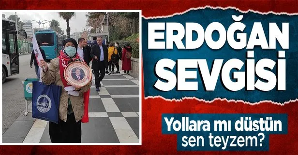 Başkan Erdoğan sevgisi yollara düşürdü! Elinde fotoğrafı ile dur durak bilmeden geziyor