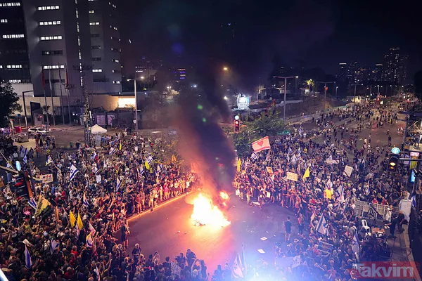 Netanyahu'ya tepkiler dinmiyor! On binlerce İsrailli sokaklara akın etti! Ana yollları trafiğe kapattılar - 13