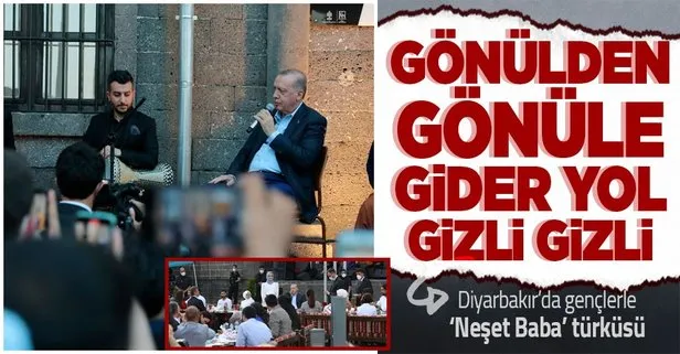 Diyarbakır’da gençlerle buluşan Başkan Erdoğan’ın dilinden Neşet Ertaş’ın ’Gönül Dağı’ türküsü!