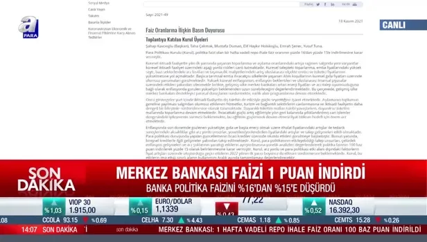 Faizler ne oldu son dakika? Merkez Bankası Faiz Oranlarına ilişkin kararını açıkladı! İşte MB Faiz açıklaması tam metni...