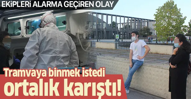 Ekipleri alarma geçiren olay! Tramvaya binmek istedi ortalık karıştı