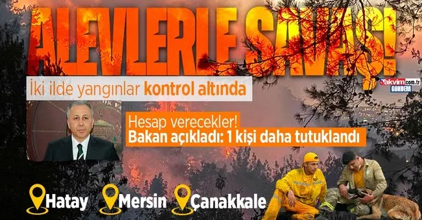 Hatay, Mersin ve Çanakkale’de orman yangını! İçişleri Bakanı Ali Yerlikaya açıkladı: Hatay’daki yangınla ilgili 2 kişiden biri tutuklandı