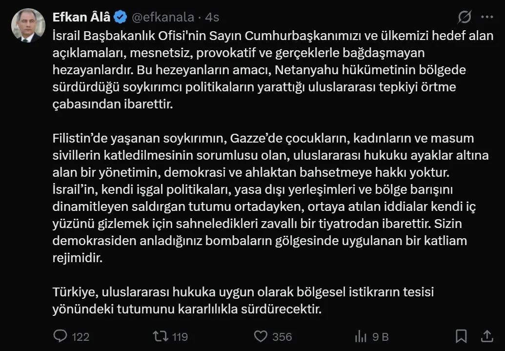 Başkan Erdoğan'ı hedef alan İsrail'e Türkiye'den peş peşe tepki: "Soykırım Netanyahu'nun kimlik kartı olmuştur"-6