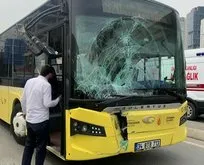 Maltepe’de İETT otobüsü yolcu minibüsüne çarptı