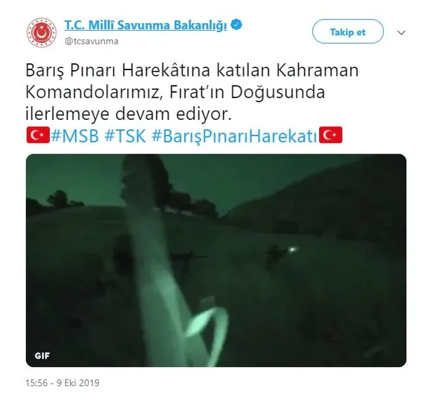 Son dakika: MSB paylaştı! Fırat'ın doğusundaki ilerleme devam ediyor! İşte kara harekatından ilk görüntüler-1