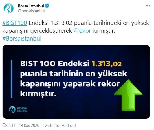Son Dakika Borsa Istanbul Dan Tarihi Rekor En Yuksek Kapanis 19 Kasim Bist 100 Son Durum Takvim