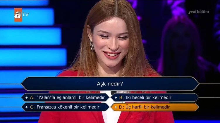 Kim Milyoner Olmak İster'de 'aşk' sorusu