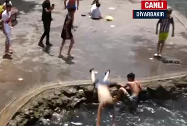 Diyarbakır’da kavurucu sıcak! Böyle serinlediler