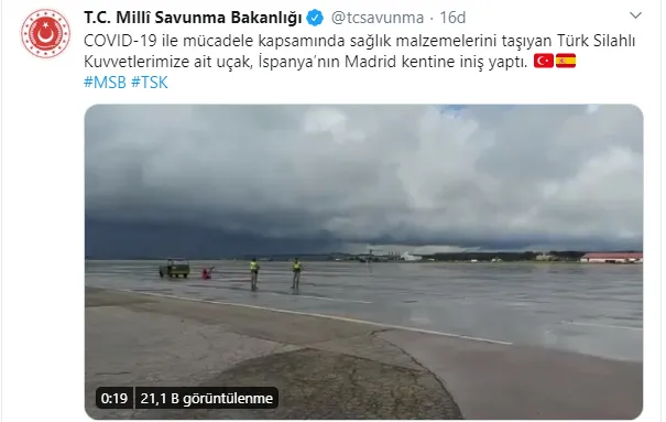 Son dakika: MSB duyurdu: Yardım uçağı İspanya'nın başkenti Madrid'e indi!-1