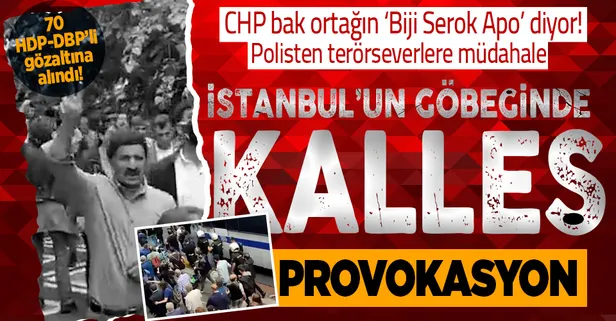 İstanbul'un göbeğinde skandal! Biji Serok Apo sloganı atan PKK yandaşlarına polisten müdahale: 70 gözaltı