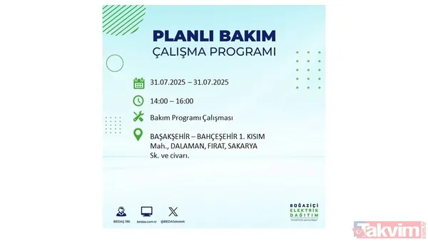 İstanbul'da bugün elektrik kesilecek mi? 31 Temmuz Perşembe elektrik kesintisi yaşanacak ilçeler hangileri? - 31