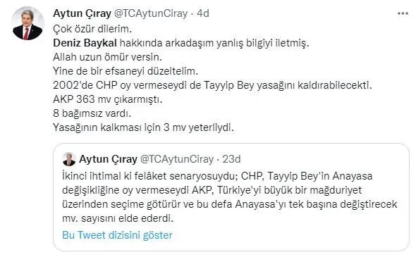 İYİ Partili Aytun Çıray’dan yeni gaf! Sosyal medyadan Deniz Baykal’ın öldüğü ile ilgili paylaşım yaptı sonra sonra sildi-2