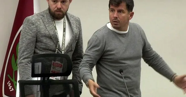 Emre Belözoğlu basın toplantısında gazeteci ile tartıştı! "Beni niye çekiyorsun sen?"