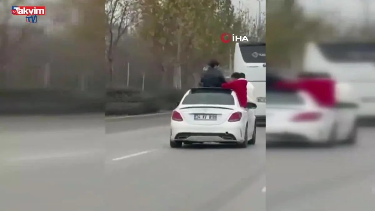 Ankara'da tehlikeli yolculuk kamerada