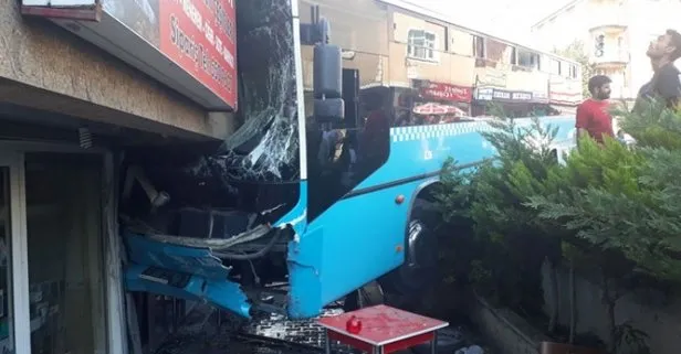 İstanbulda özel halk otobüsü binaya girdi! Yaralılar var