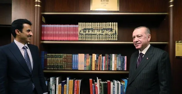 Başkan Erdoğan ve Katar Emiri Al Sani, Cumhurbaşkanlığı Millet Kütüphanesi’ni ziyaret etti