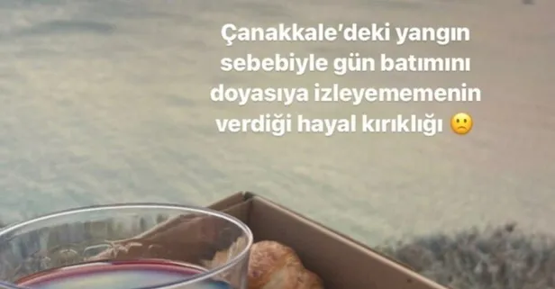 Çanakkale yangını devam ederken skandal paylaşım: Gün batımını izleyemiyorum
