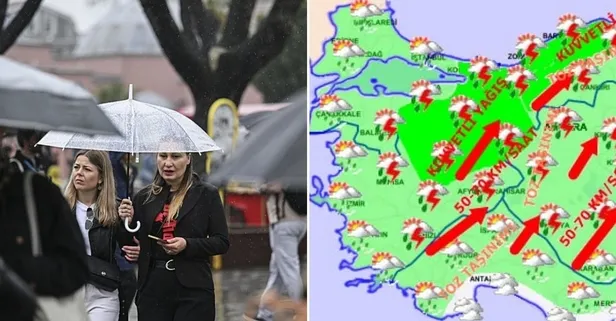 HAVA DURUMU: Meteoroloji'den İstanbul dahil 34 ile kuvvetli sağanak alarmı! Balkan soğukları yurdu sardı! Fırtına, toz...