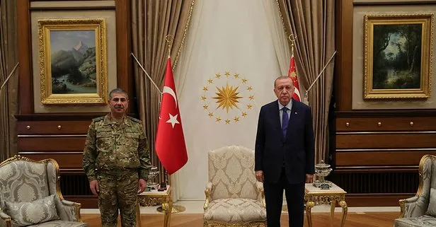 Başkan Recep Tayyip Erdoğan Azerbaycan Savunma Bakanı ve Genelkurmay Başkanını kabul etti