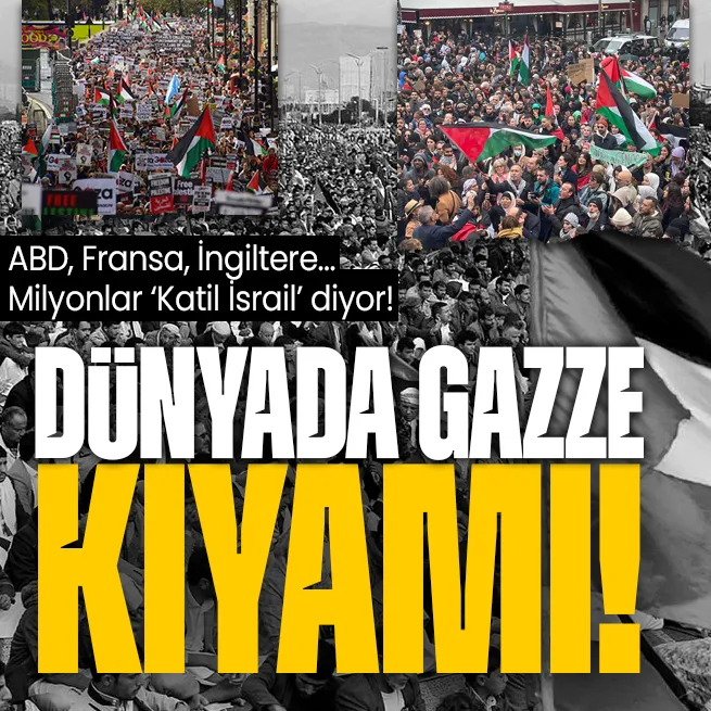 Katil İsrailin zulmüne protesto: Dünyanın dört bir yanından Filistine destek gösterileri! Yahudiler ABDde eylem başlattı