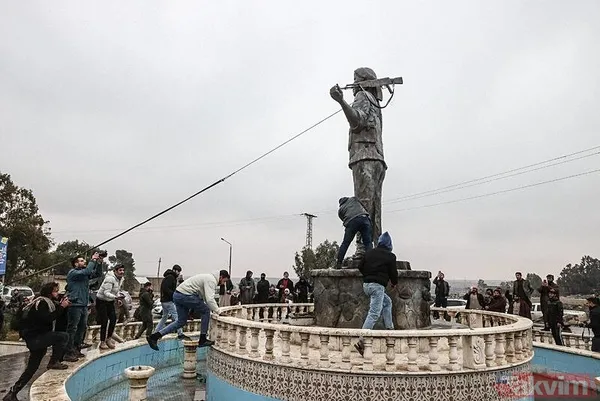 Tabka terörden kurtuldu! YPG heykelleri yıkıldı - 2