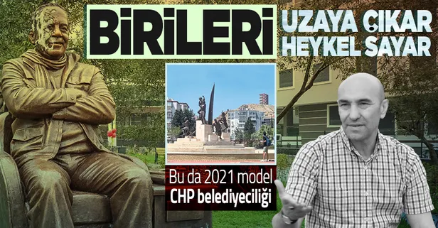 CHP'li İzmir Büyükşehir Belediyesi'nin heykel sayım ihalesini verdiği 'heykelmatik' iş başında!