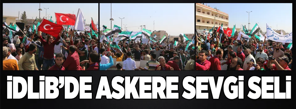 İdlib’e intikal eden TSK’ya Türk bayraklı destek