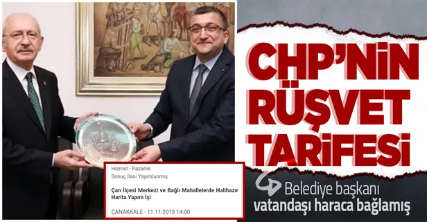 CHP'li Çanakkale Çan Belediye Başkanı Bülent Öz'ün rüşvet tarifesi ortaya çıktı