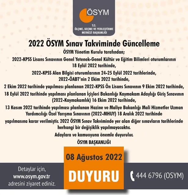 kpss-tarihleri-2022-lisans-onlisans-ortaogretim-oabt-dhbt-1659965972003.jpg ÖSYM KPSS iptal edilen, ertelenen Lisans, Önlisans, Ortaöğretim, ÖABT, DHBT yeni sınav tarihleri... KPSS TAKVİMİ 2022!-2