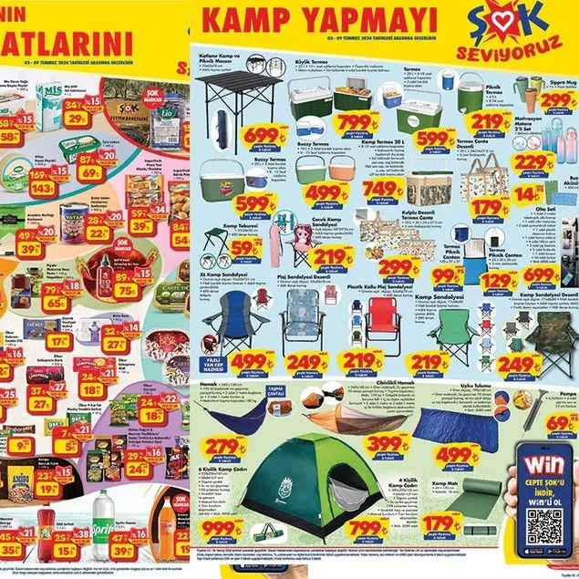 ŞOK’ta kamp indirimi başladı! 3-9 Temmuz 2024 aktüel kataloğu! Tabure, mangal, masa, terlik, piknik termosu, mug...